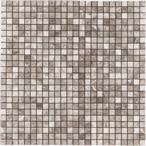 Silver Diamond 1x1 Mosaic Polished Tile – angled view showing the glossy, light gray marble with natural stone texture for wall and floor installations.