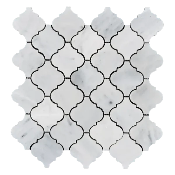Arabesque Carrara White Marble Mosaic Tile – Honed Finish - Image 3