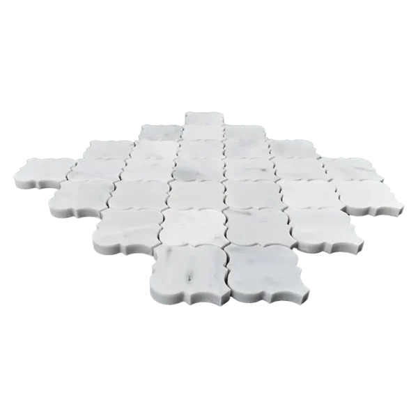Arabesque Carrara White Marble Mosaic Tile – Honed Finish - Image 4