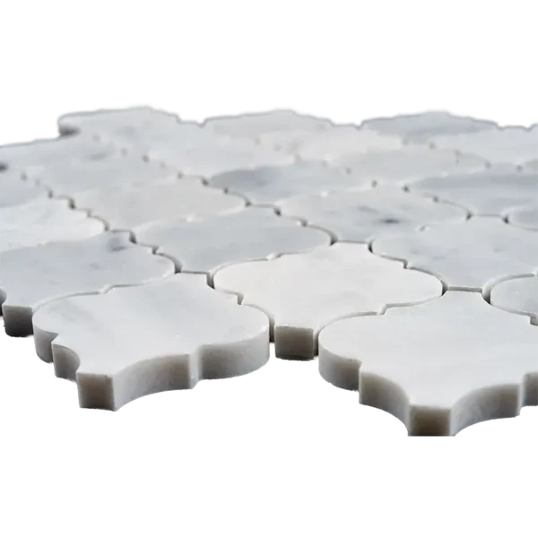 Arabesque Carrara White Marble Mosaic Tile – Honed Finish - Image 2
