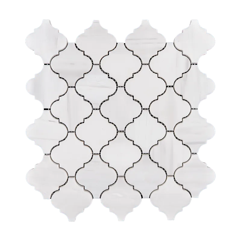 Dolomite White Arabesque Marble Mosaic Tile – Polished Elegance - Image 4