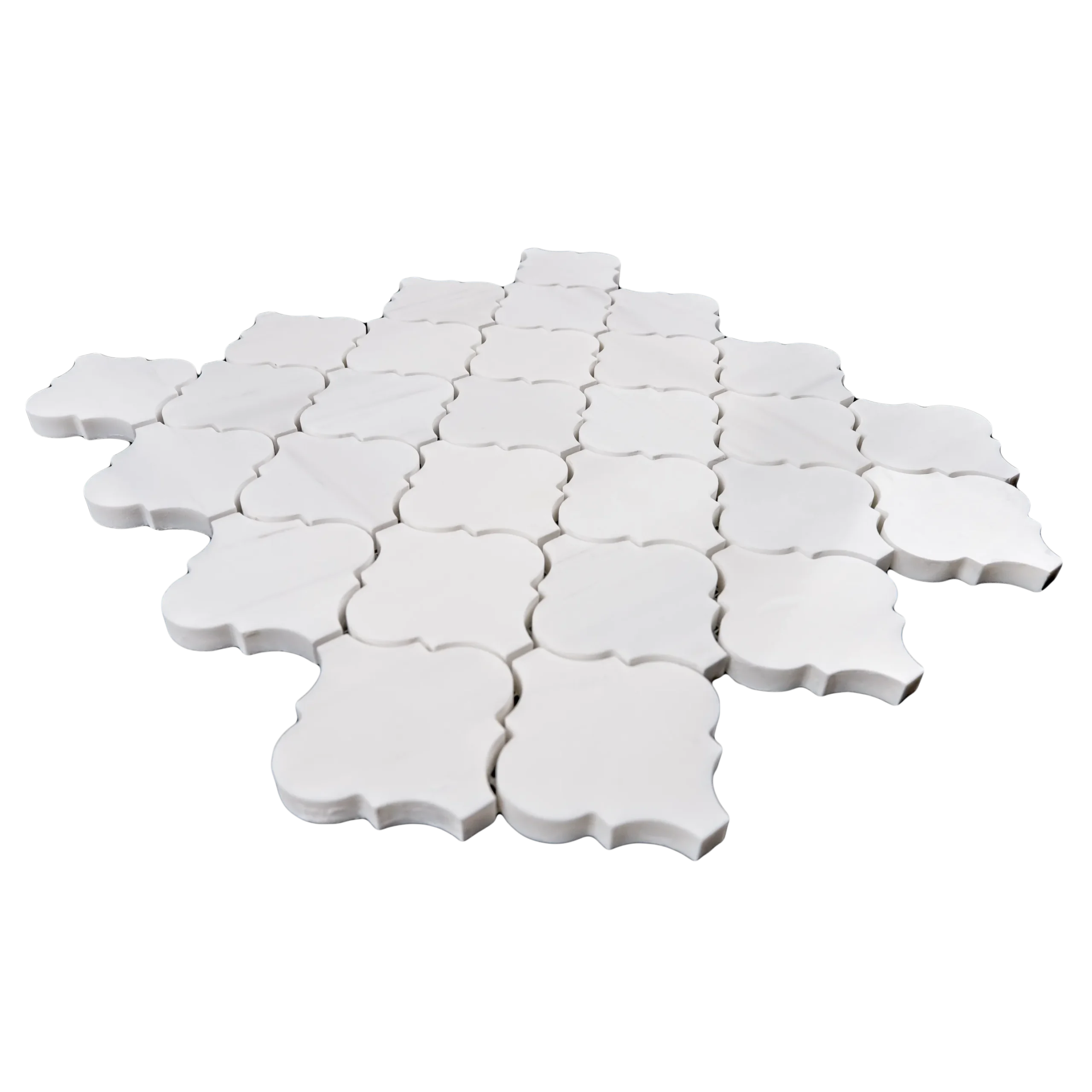 Dolomite White Arabesque Marble Mosaic Tile – Polished Elegance - Image 3