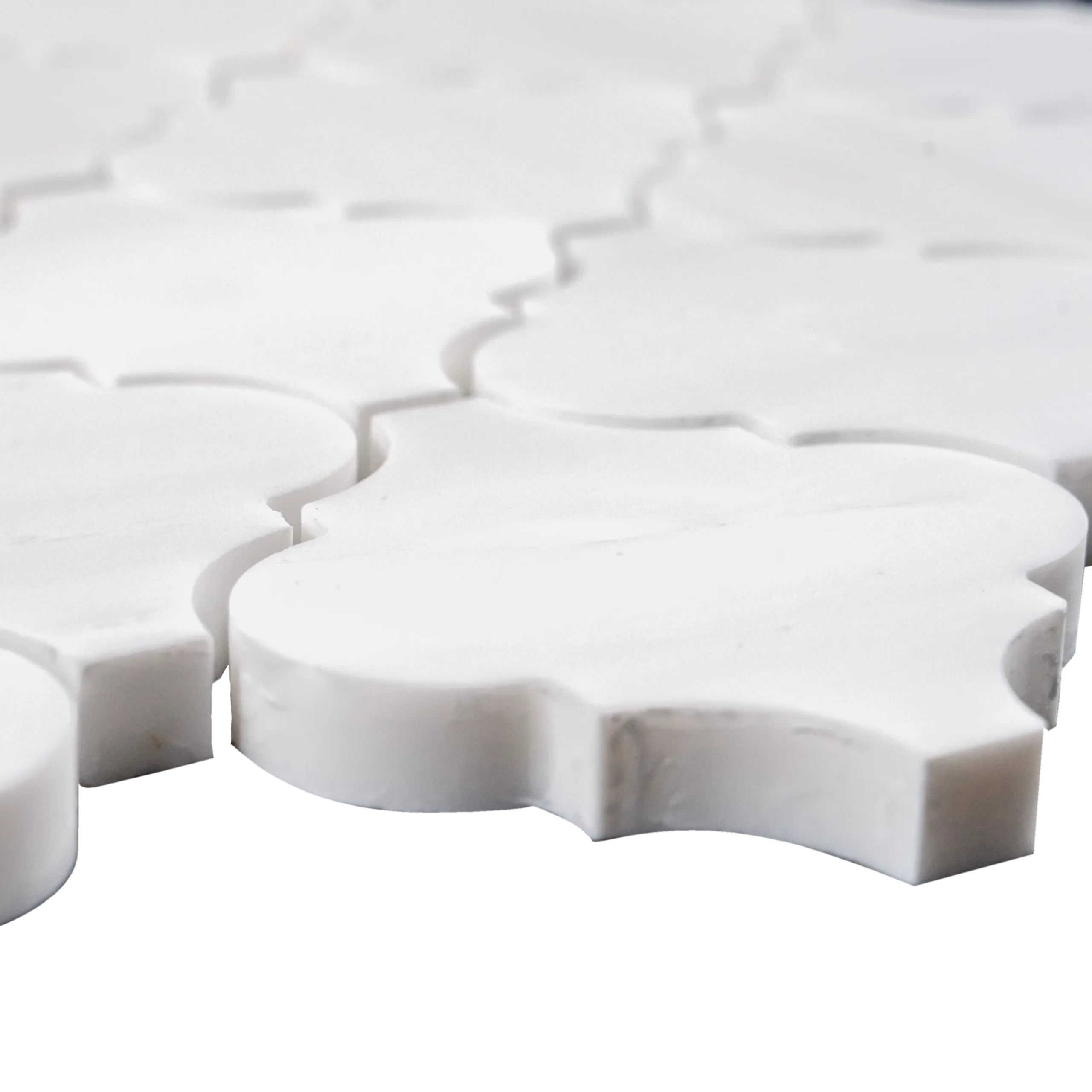 Dolomite White Arabesque Marble Mosaic Tile – Polished Elegance - Image 2