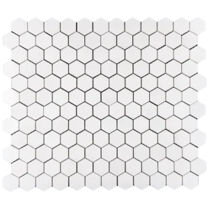 2-inch polished white Dolomite marble honeycomb mosaic tile sheet with white hexagon pattern