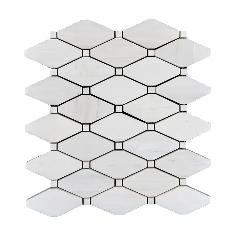 Front view of dolomite marble mosaic tile in clean white finish