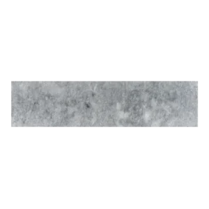 Top view of a single Bardiglio grey marble tile 3x12 polished with soft veining pattern
