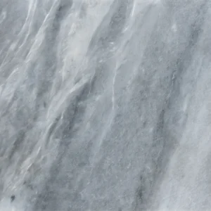 Top-down view of a 24"x24" Bardiglio marble tile with a honed finish, showcasing dynamic icy veining in cool gray tones.