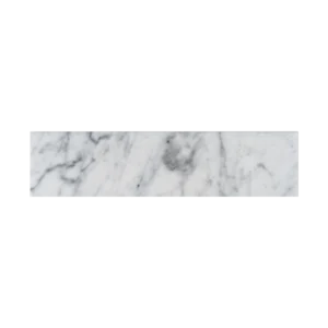 Single polished Carrara marble 3x12 tile with natural gray veining
