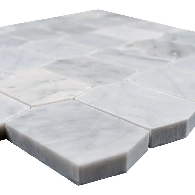 Carrara Picket Polished Marble Mosaic Tile – Elegant White Design - Image 2