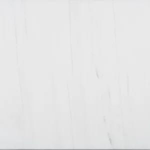 Front-facing close-up of a polished Dolomite 12x12 marble tile featuring soft white tones and natural linear veining.