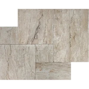 Ivory River Tumbled Travertine Paver – French Pattern Timeless Elegance