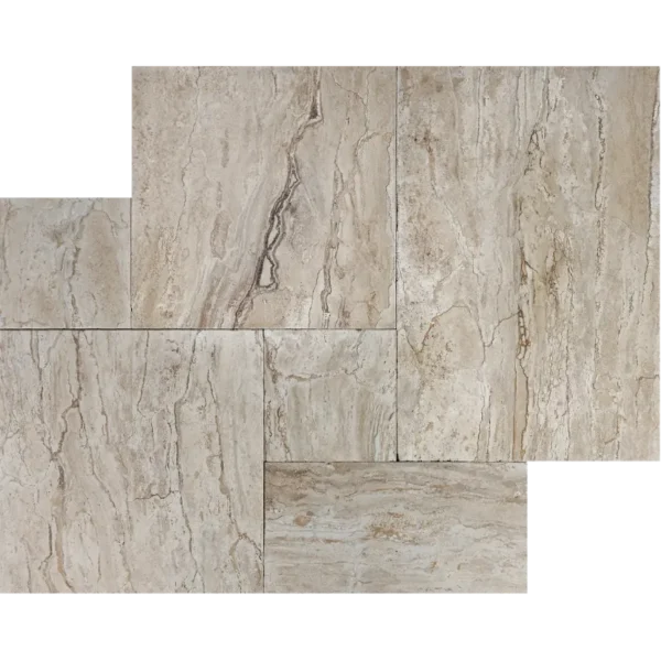 Ivory River Tumbled Travertine Paver – French Pattern Timeless Elegance