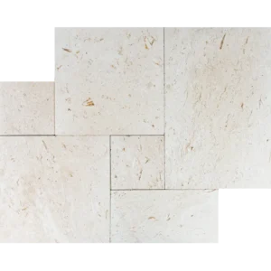 Myra Shell – French Pattern Leather Finished Limestone