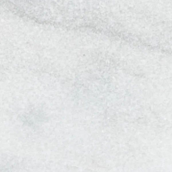 Close-up of Avalon White 6x12 leather finish marble paver showing subtle gray veining and fine honed surface – ideal for modern paver installations