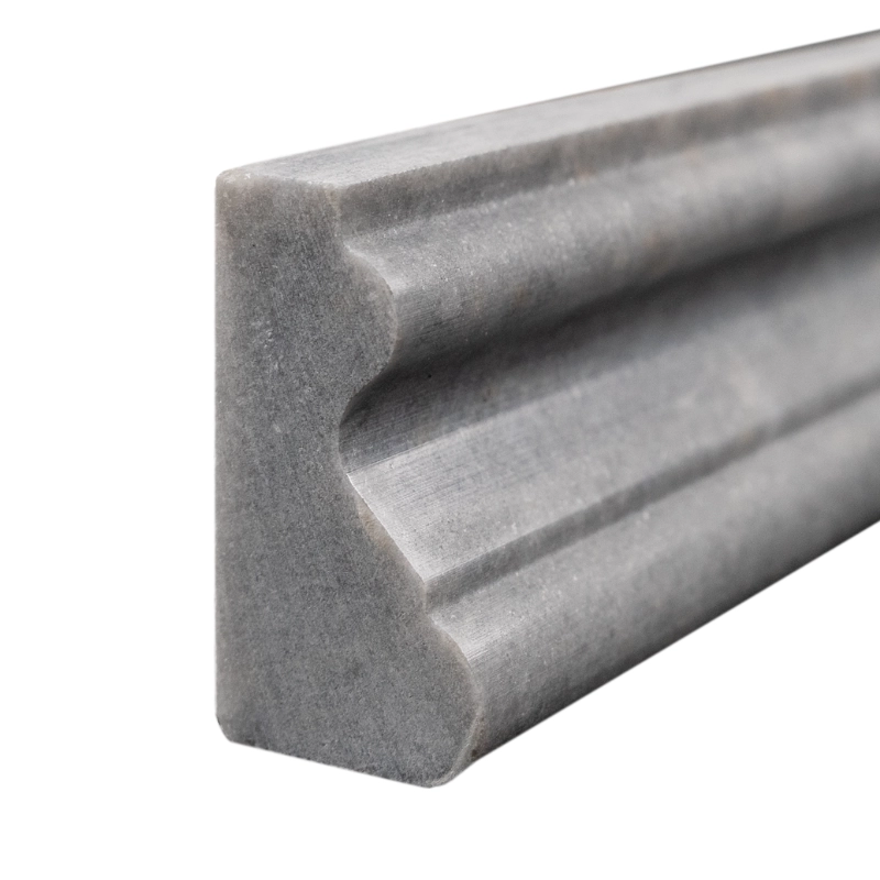 Perspective view of Bardiglio polished chair rail molding – elegant architectural accent