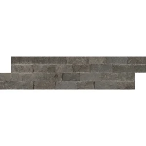 Basalt 6x24 splitface ledgestone panel – black veining natural stone wall cladding with staggered edges and rugged texture