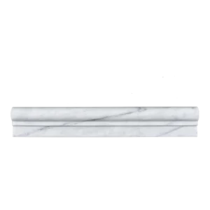 Front view of Carrara marble chair rail trim displaying classic molding detail and smooth polished texture.