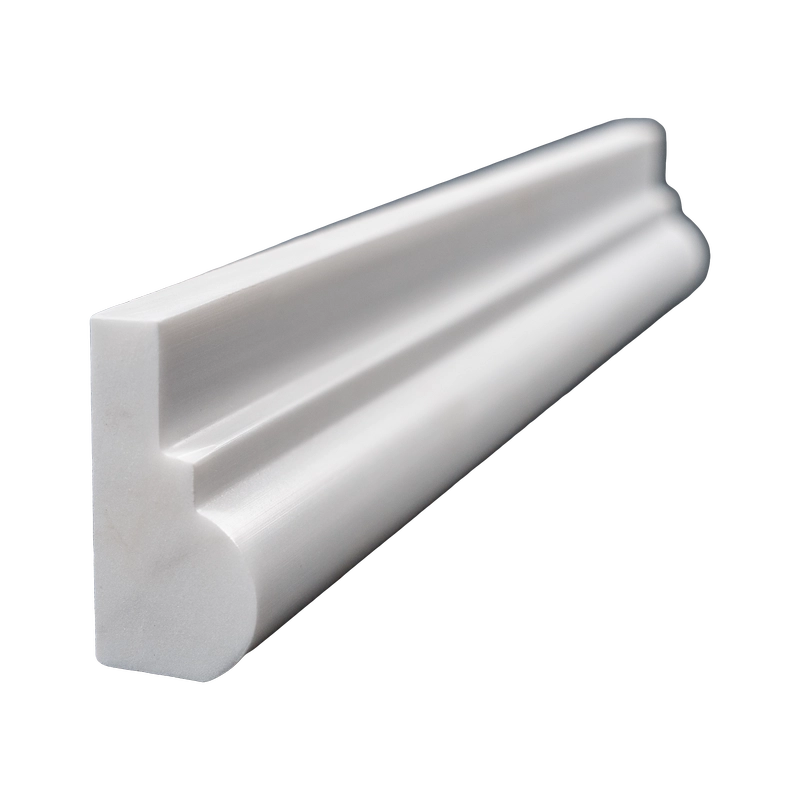 Polished Dolomite marble chair rail trim in 2"x12" size shown from an angle