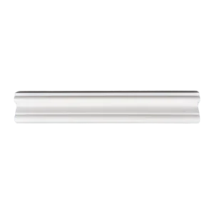 Front view of Dolomite crown molding in polished white marble with elegant architectural profile.