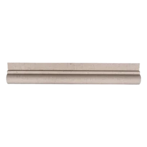 Straight-on view of honed limestone chair rail trim in warm beige color with elegant bullnose curve