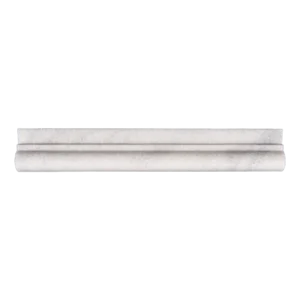 Frontal view of Milas marble chair rail molding with soft veining and honed finish.