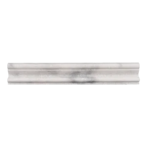 front view showcasing soft white marble with subtle grey veining and a honed finish