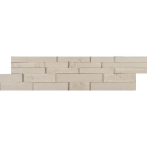Natural limestone 3D stacked stone panel in beige – Myra Shell 6x24 ledgestone