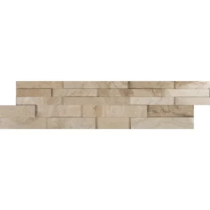 Royal Beige 6x24 3D Ledgestone Panel – Beige marble wall cladding with dimensional splitface design for interior and exterior walls