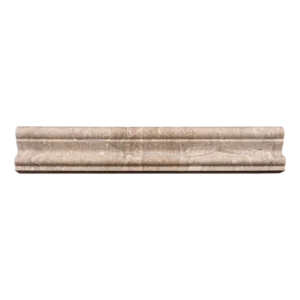 Polished Royal Beige marble crown molding trim piece with smooth sculpted profile – ideal for elegant interior transitions