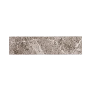 Front-facing view of a single Silver Diamond 3x12 polished marble tile, highlighting its cappuccino beige tone and natural veining.