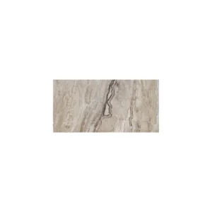 Grand Canyon 6"x12" Tumbled Travertine Paver — full-tile on white background; beige and taupe banding with cream undertones, scattered natural pits, and a matte tumbled finish.