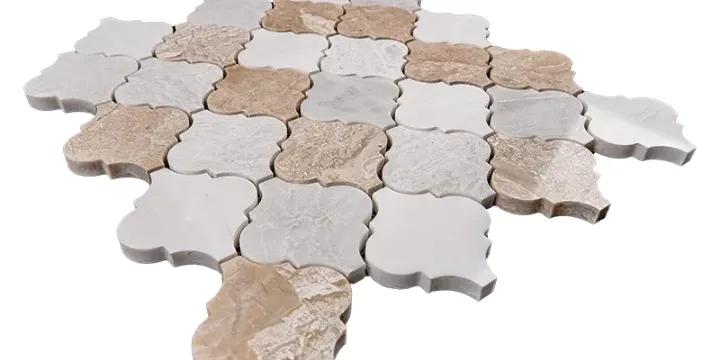 Arabesque lantern mosaic tiles as kitchen backsplash