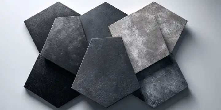 black tiles and mosaics