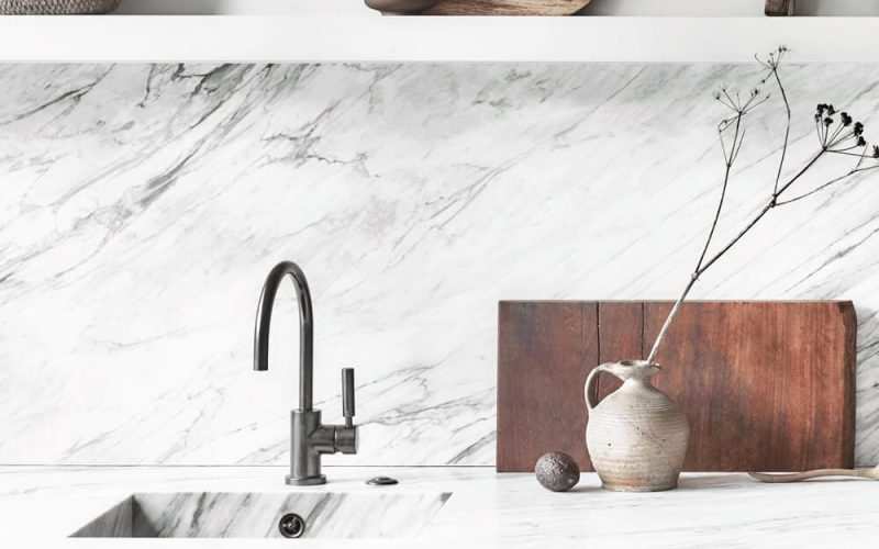 white tile backsplash at kitchen decoration