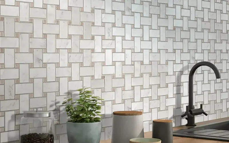 basketvave backsplah kitchen tile